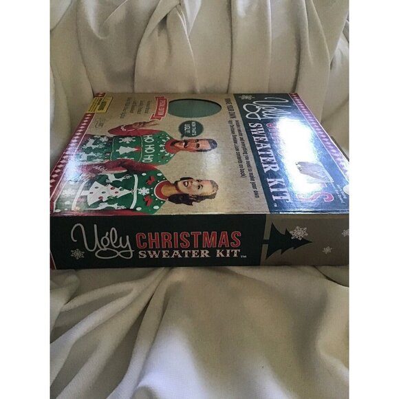 Ugly Christmas Sweater Kit XL Emerald Colorblock Sweater Reindeer Snowflakes Gli - Picture 10 of 10